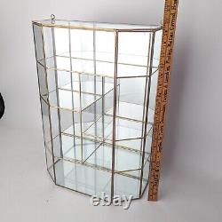 Vtg Large 20 Brass Lined Glass Curio Cabinet Shelf Mirror Wall Mount Table Top