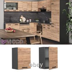 Wall cabinet wall storage kitchen cabinet R-Line 45 cm anthracite oak Vicco