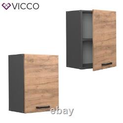 Wall cabinet wall storage kitchen cabinet R-Line 45 cm anthracite oak Vicco