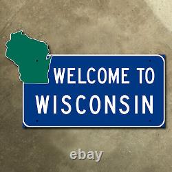 Wisconsin state line highway marker road sign 1975 outline cutout welcome 35x21