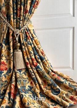 Zoffany Pompadour Lined Curtains 52w x 92d Beige/Gold/Indigo Pair 2 of 2