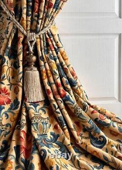 Zoffany Pompadour Lined Curtains 52w x 92d Jacobean floral Pair 1 of 2
